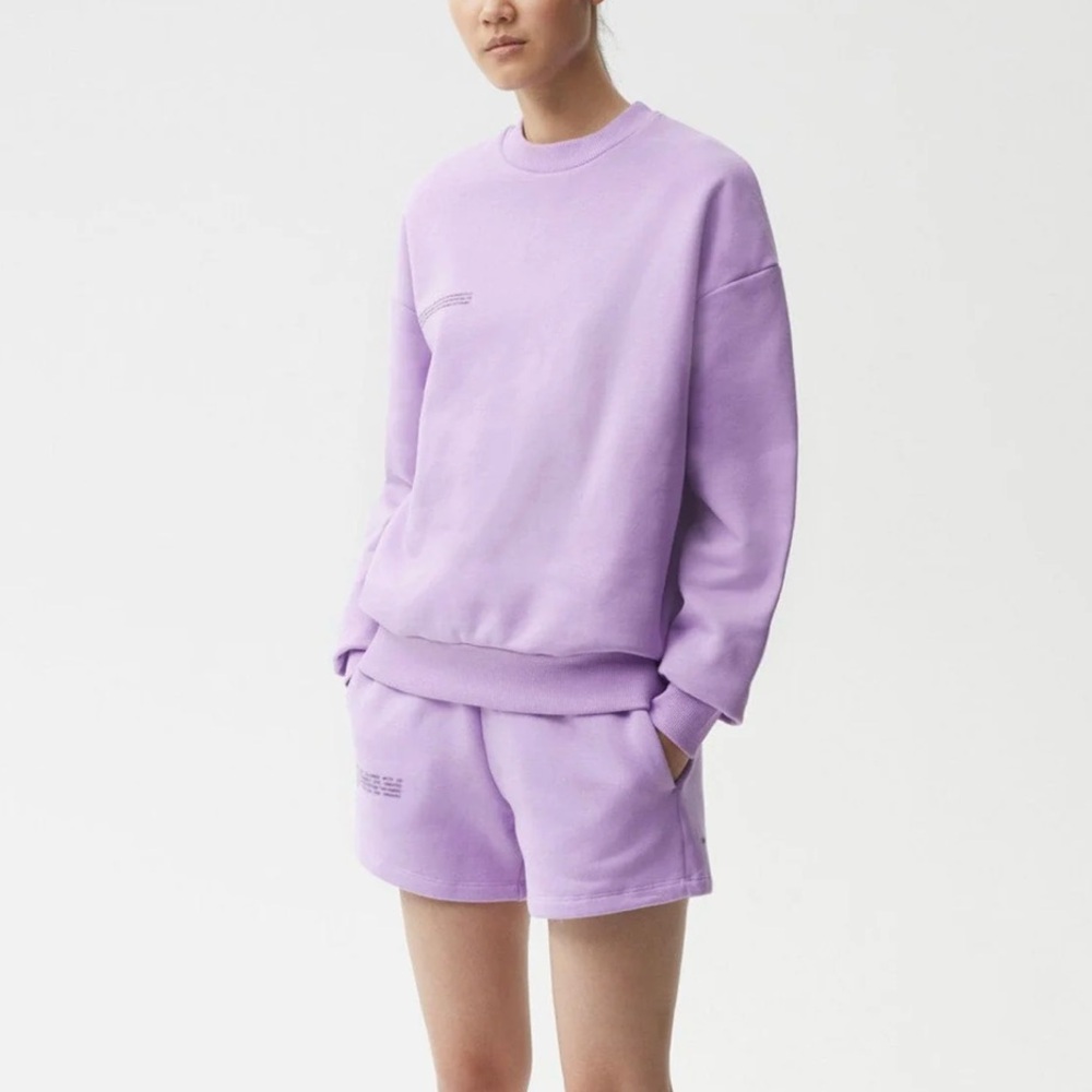 Pangaia Womens 365 Heavyweight Sweatshirt & Midweight Shorts Orchid Purple Set